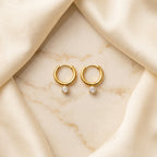 Solitaire Drop Hoop Earrings