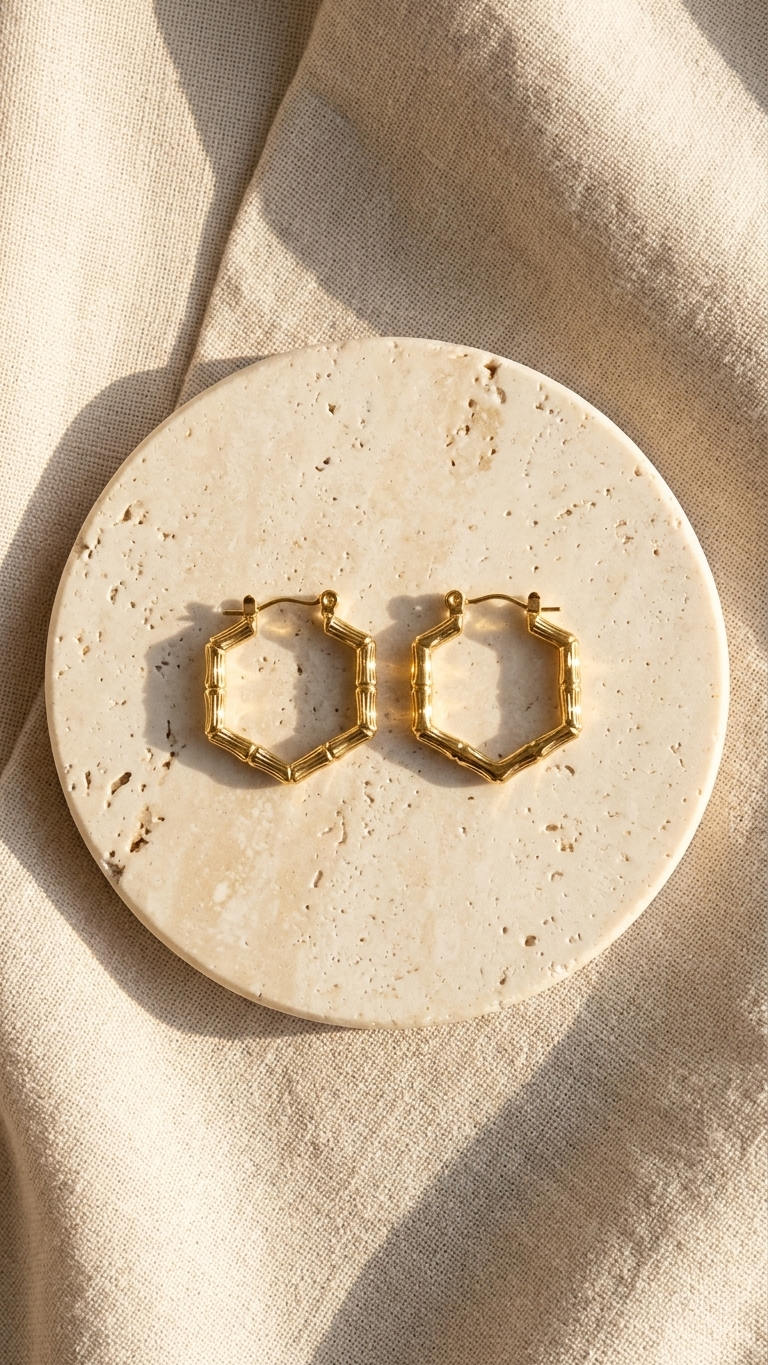 Geo Bamboo Hoop Earrings