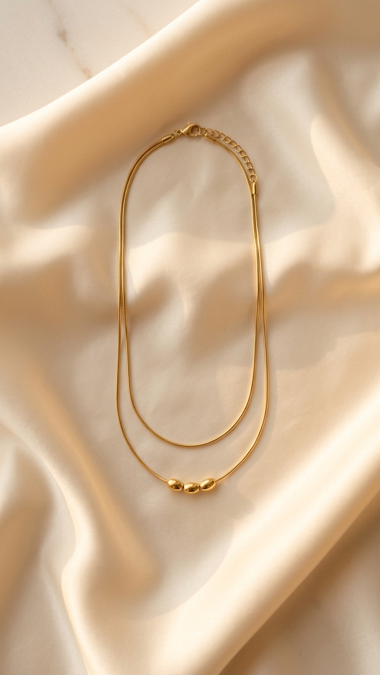 Layered Gold Bead Necklace
