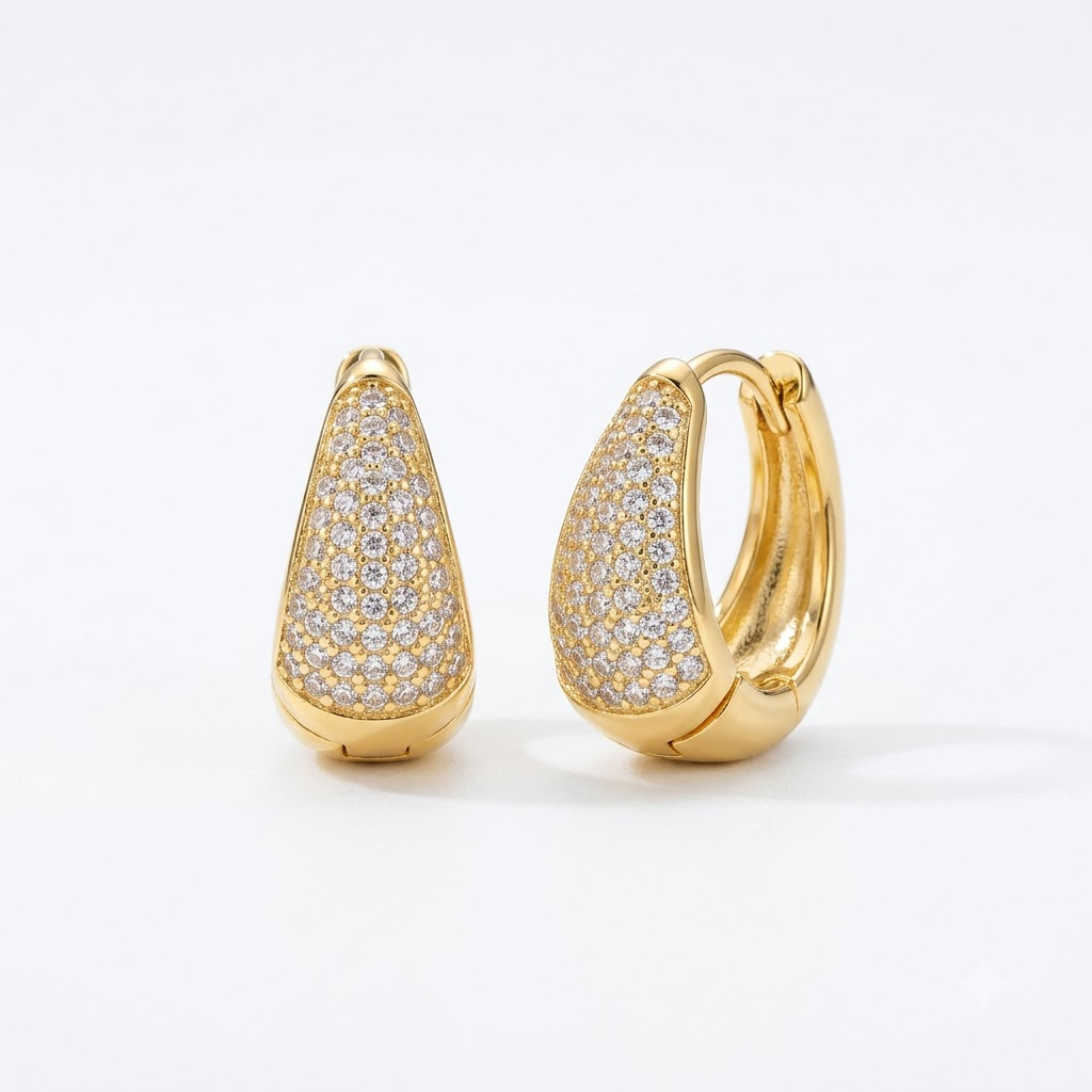 Gold-Tone Pave Crystal Hoop Earrings