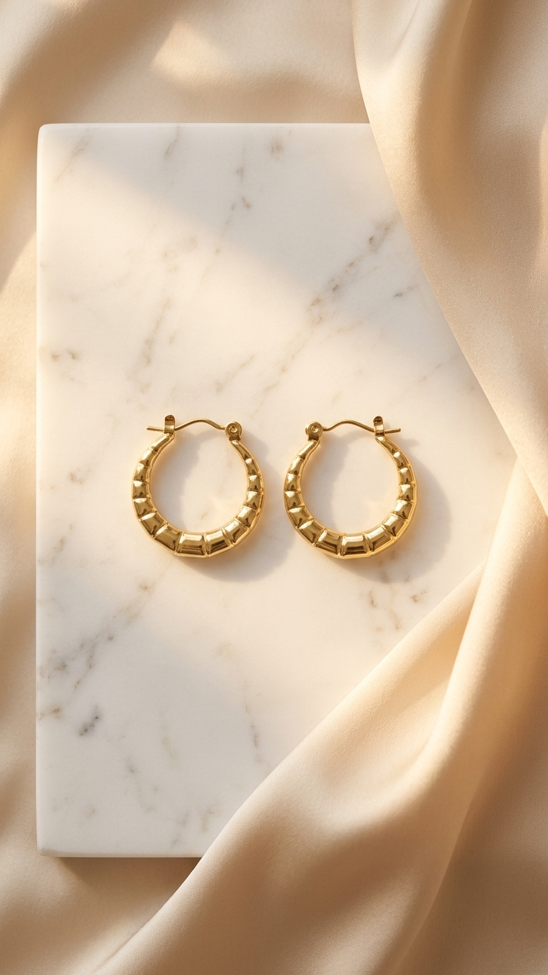 Textured Gold Hoop Earrings