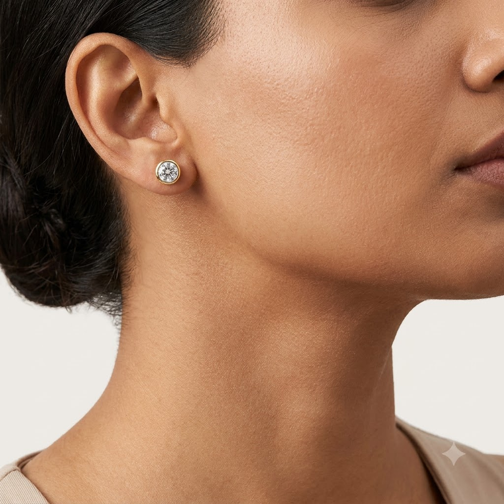 Gold-Tone Solitaire Crystal Stud Earrings