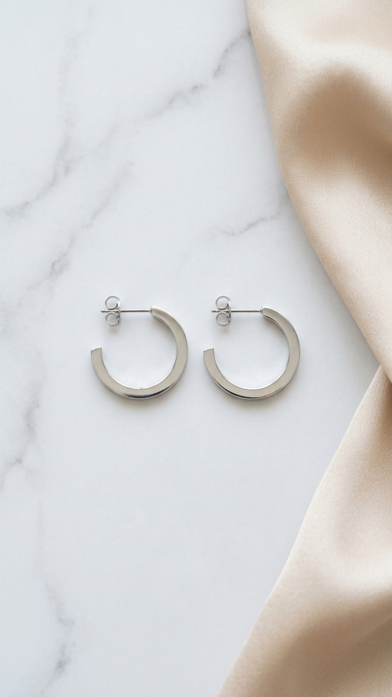 Luna Silver Hoop Earrings