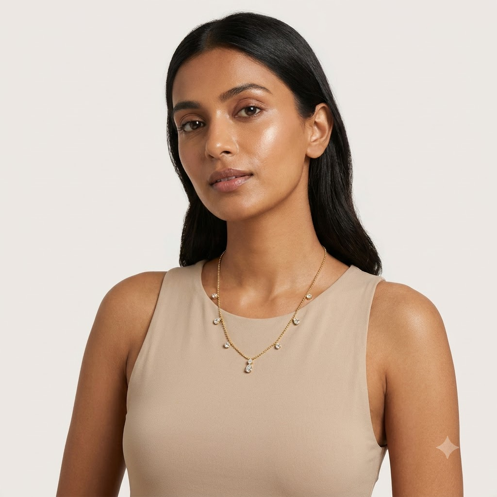 Celeste Teardrop Charm Necklace