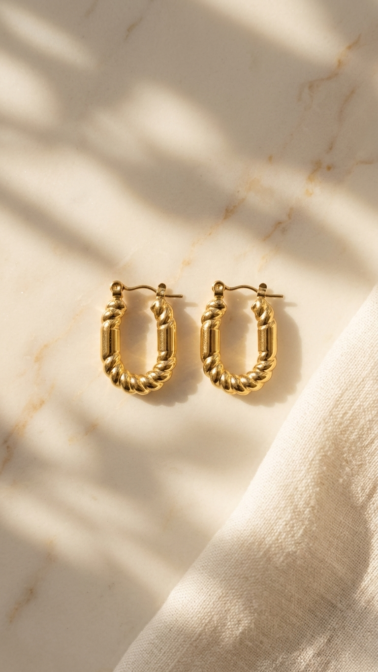 Twisted Gold Hoop Earrings