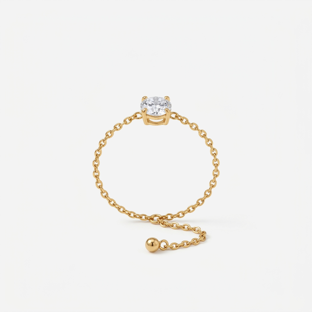 Minimal Crystal Slider Adjustable Ring