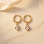 Crystal Heart Hoop Earrings