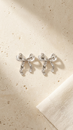 Silver Bow Stud Earrings
