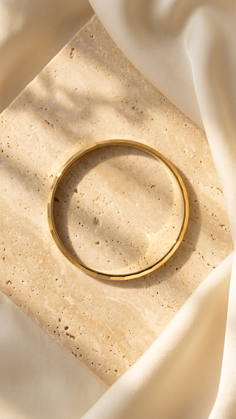 Minimal Textured Gold Bangle