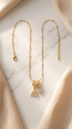 Minimal Gold Charm Necklace with Zircon Pendants
