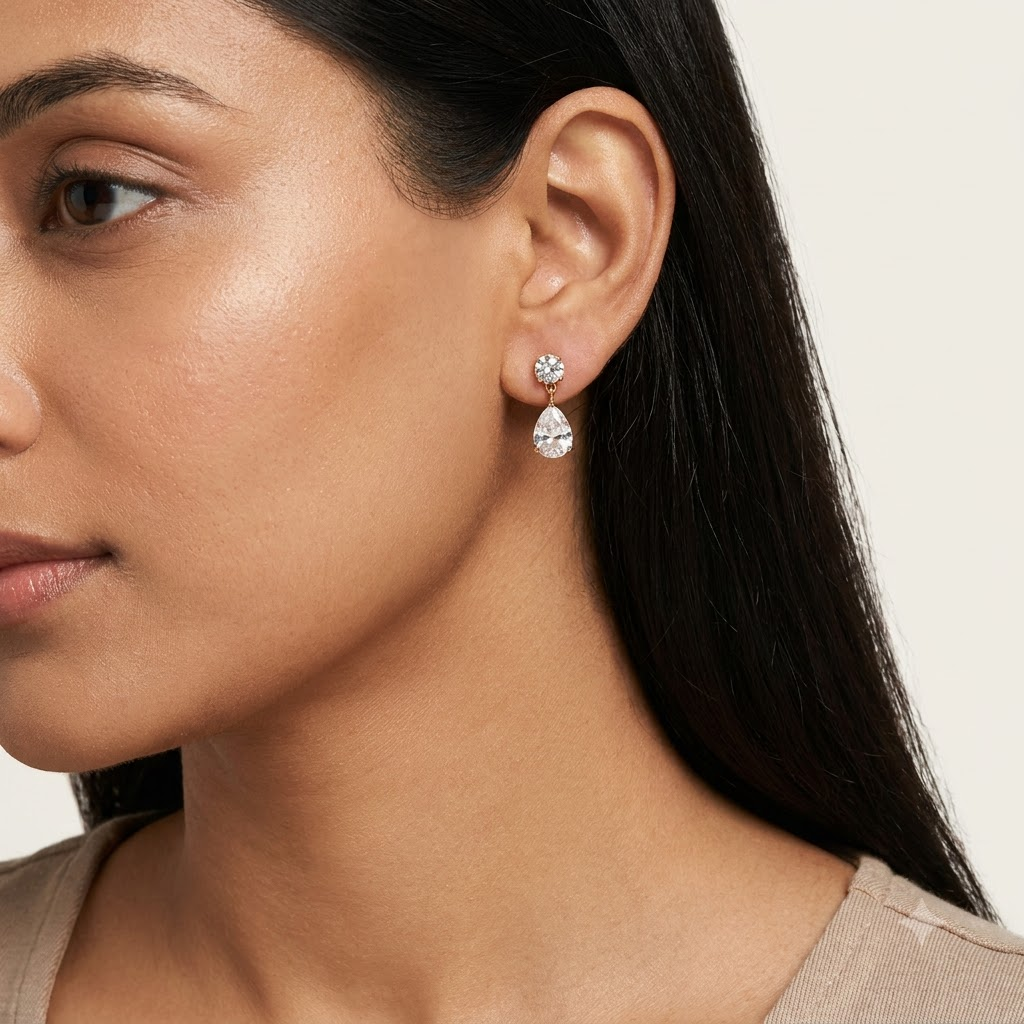 Gold-Tone Crystal Teardrop Earrings