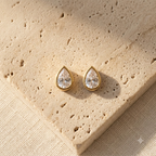 Gold Teardrop Crystal Stud Earrings