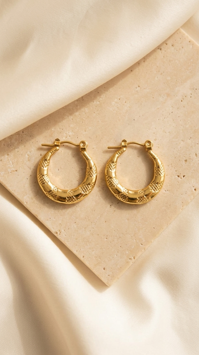 Auric Textured Hoop Earrings