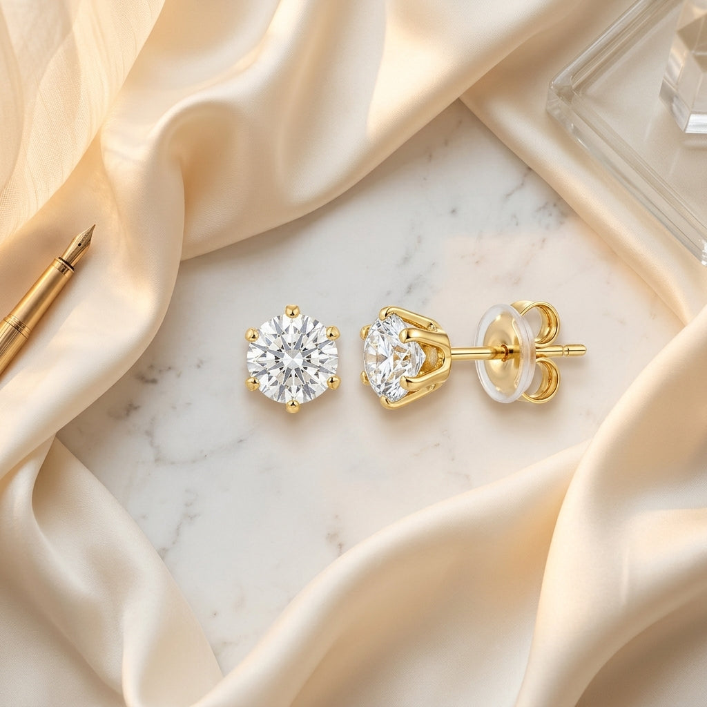 Classic Solitaire Stud Earrings
