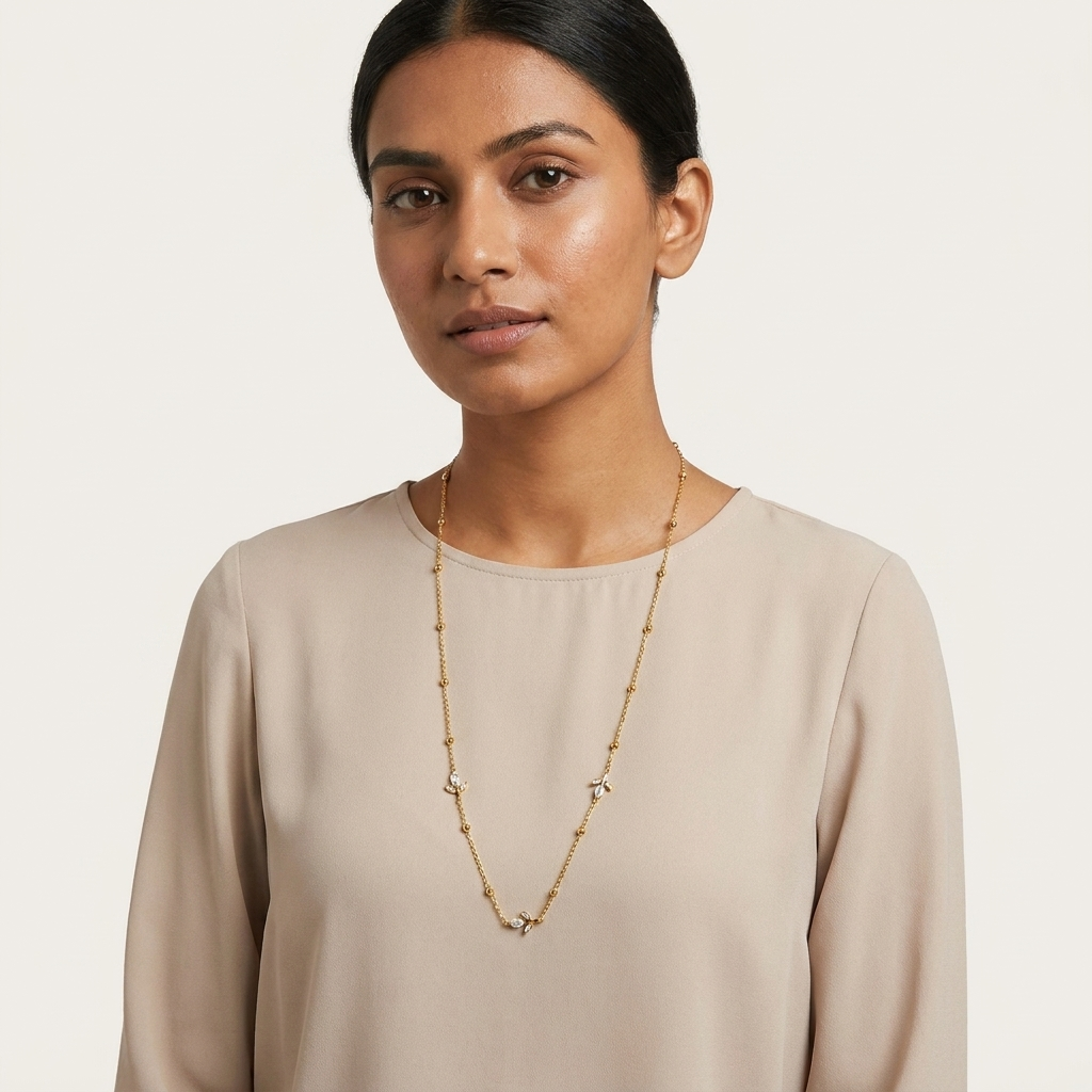 Crystal Tulip Gold Necklace