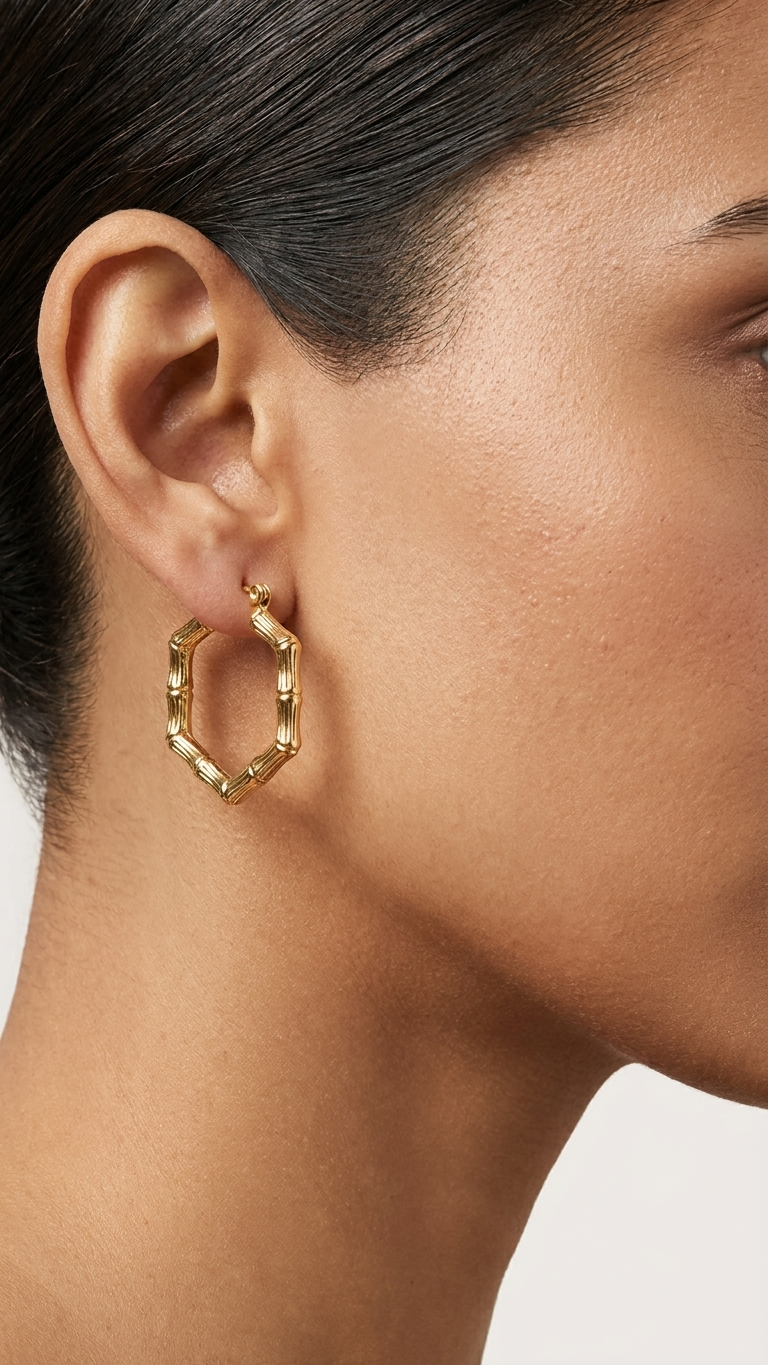 Geo Bamboo Hoop Earrings
