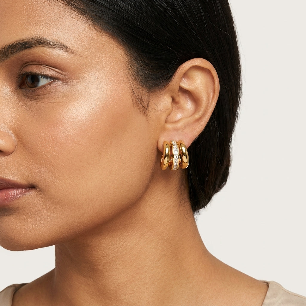 Crystal Trio Huggie Earrings