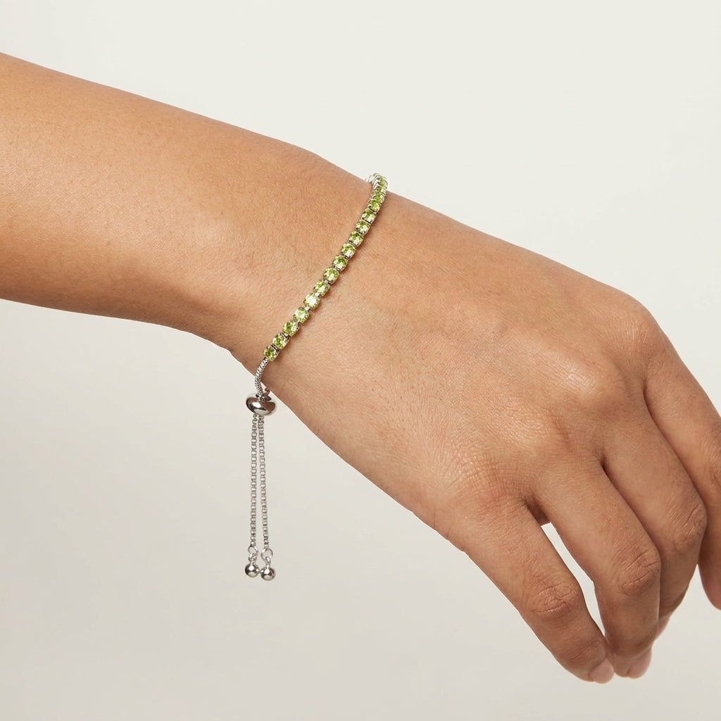 Lime Glow Tennis Slider Bracelet