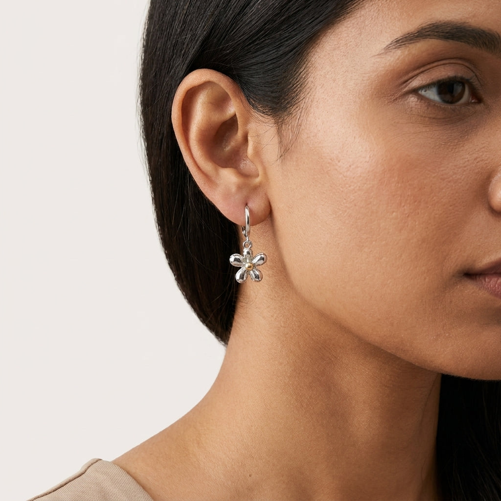 Daisy Charm Hoops