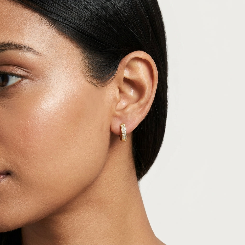 Pavé Huggie Hoop Earrings
