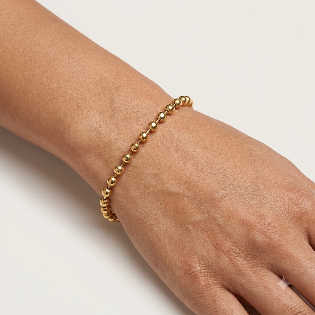 Gold Beaded Chain Bracelet