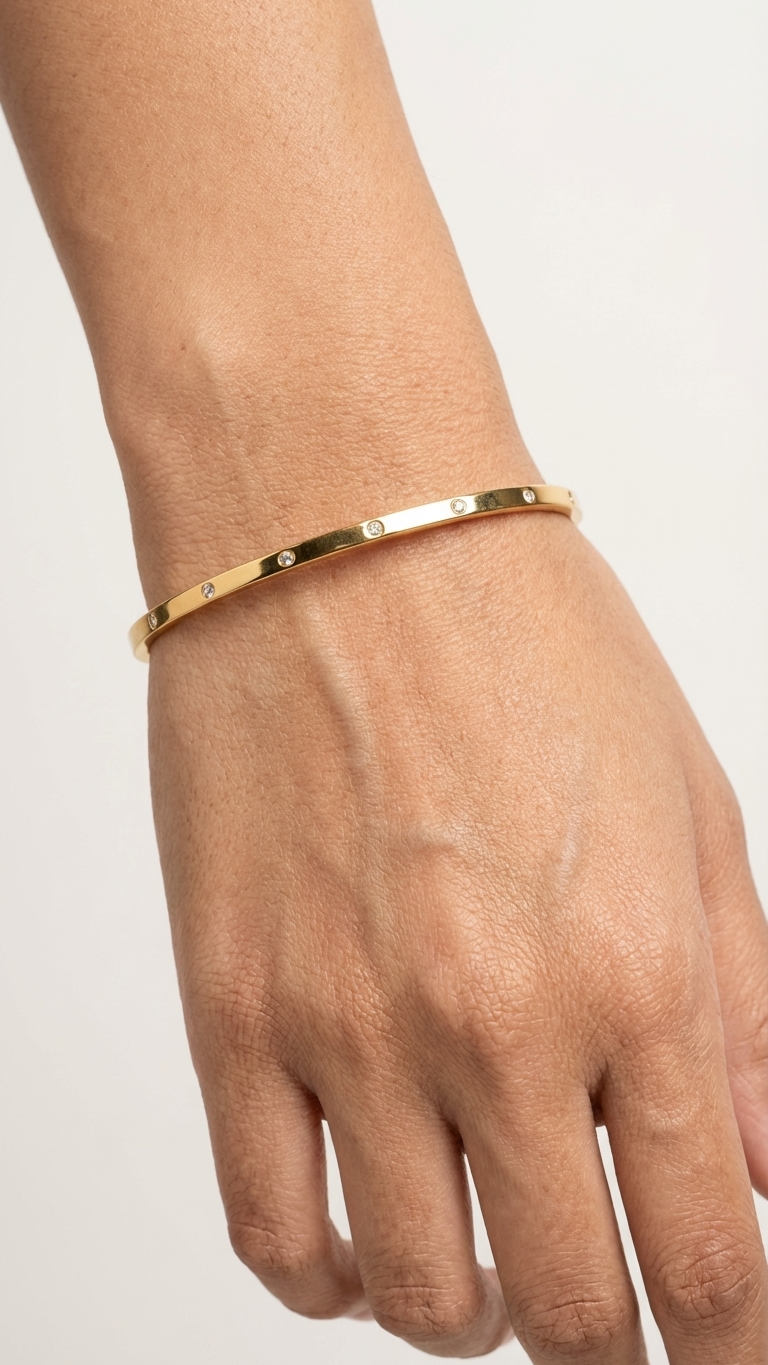 Minimal Gold Baby Bracelet with Zircon Accents