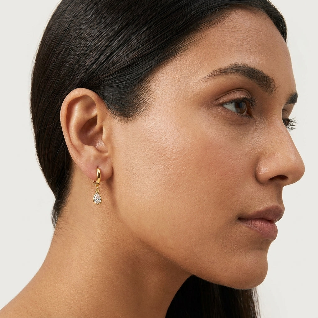 Crystal Drop Hoops