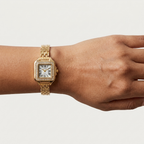 Crystal Square Gold Watch