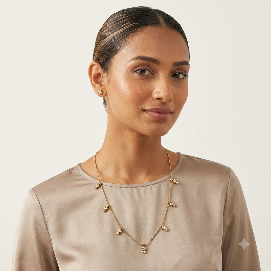 Celestial Star Charm Necklace & Earrings Set