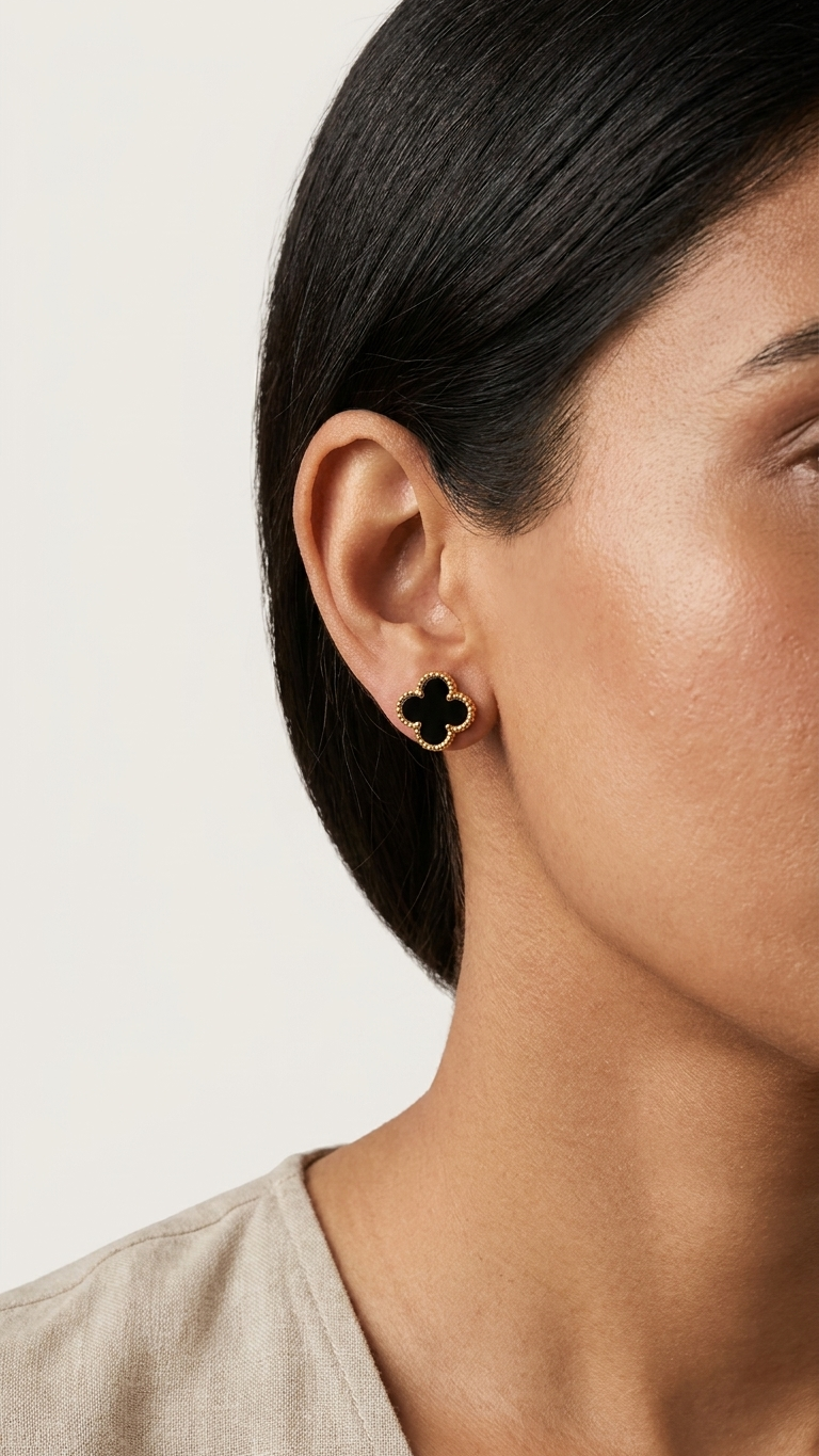 Midnight Clover Stud Earrings