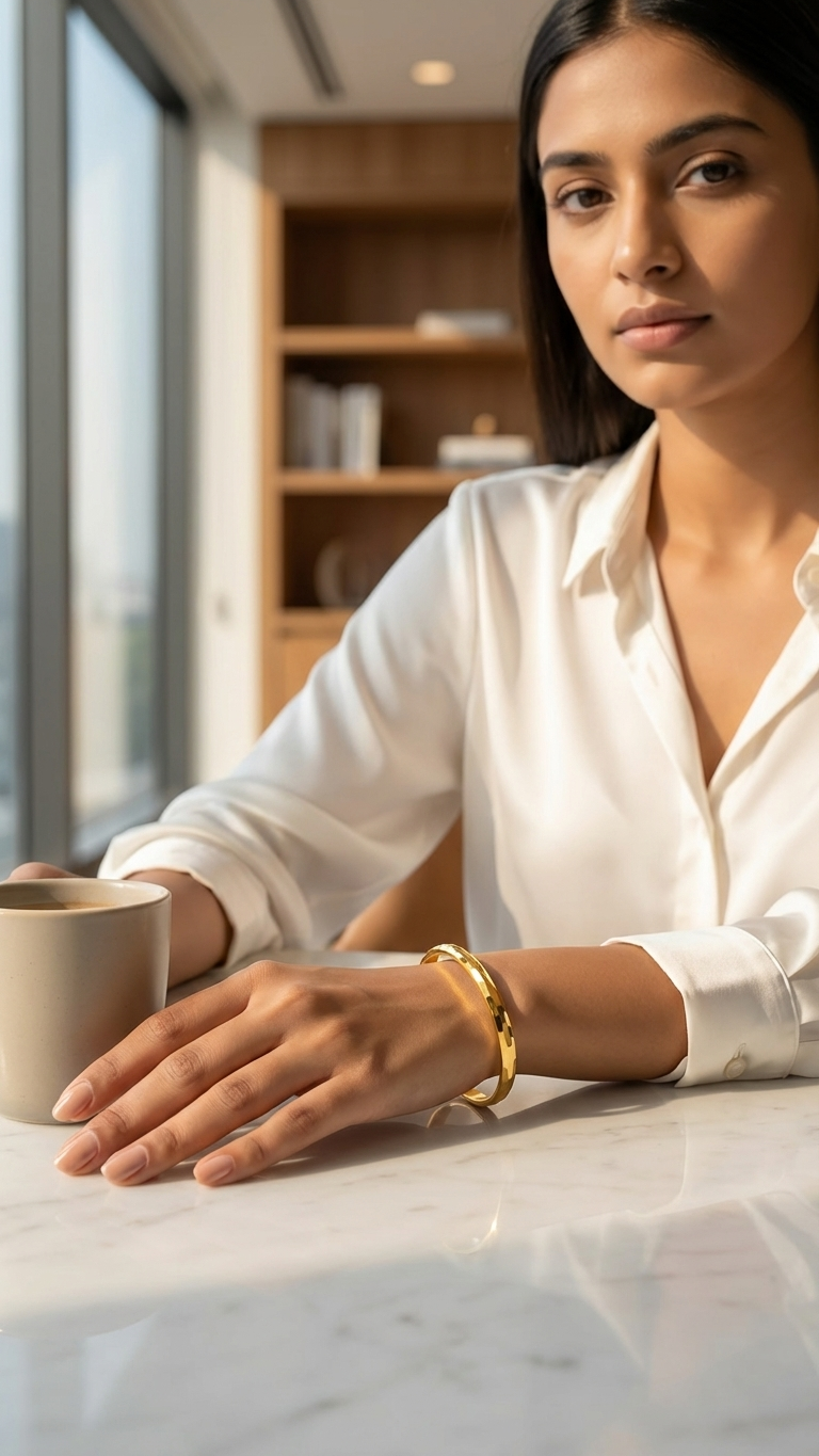 Minimal Textured Gold Bangle