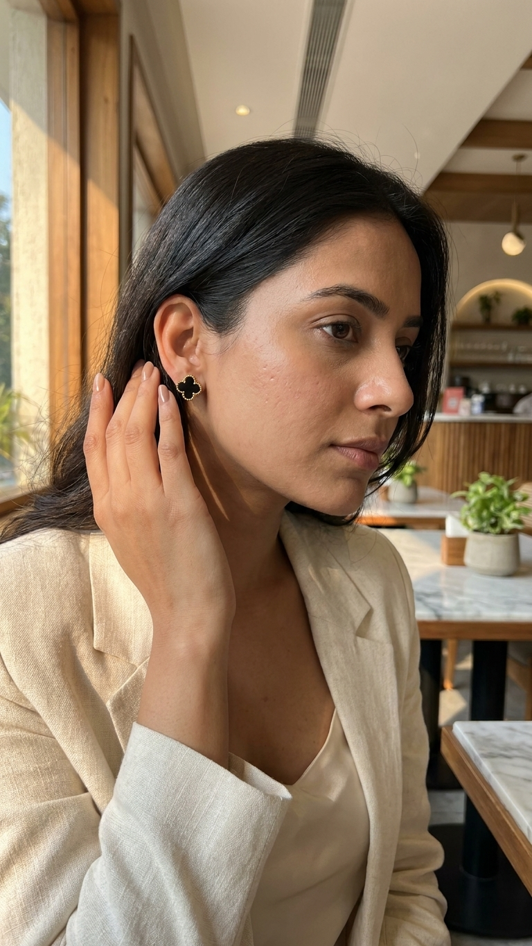 Midnight Clover Stud Earrings