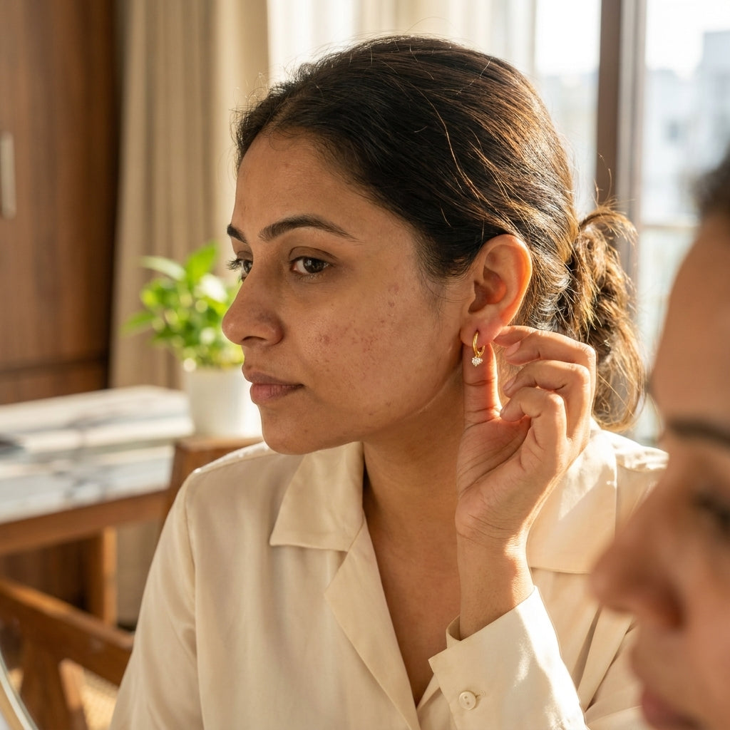 Solitaire Drop Hoop Earrings