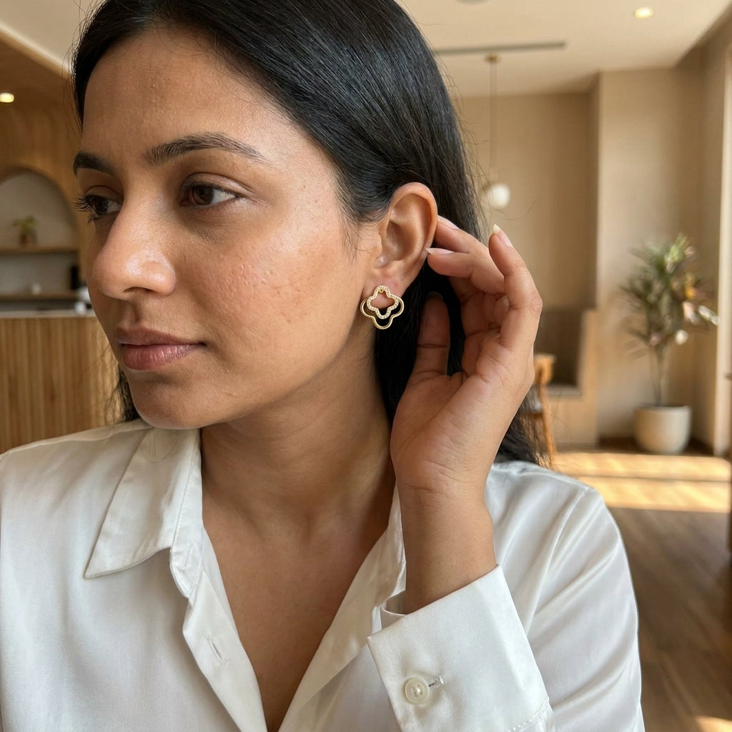 Clover Crystal Studs