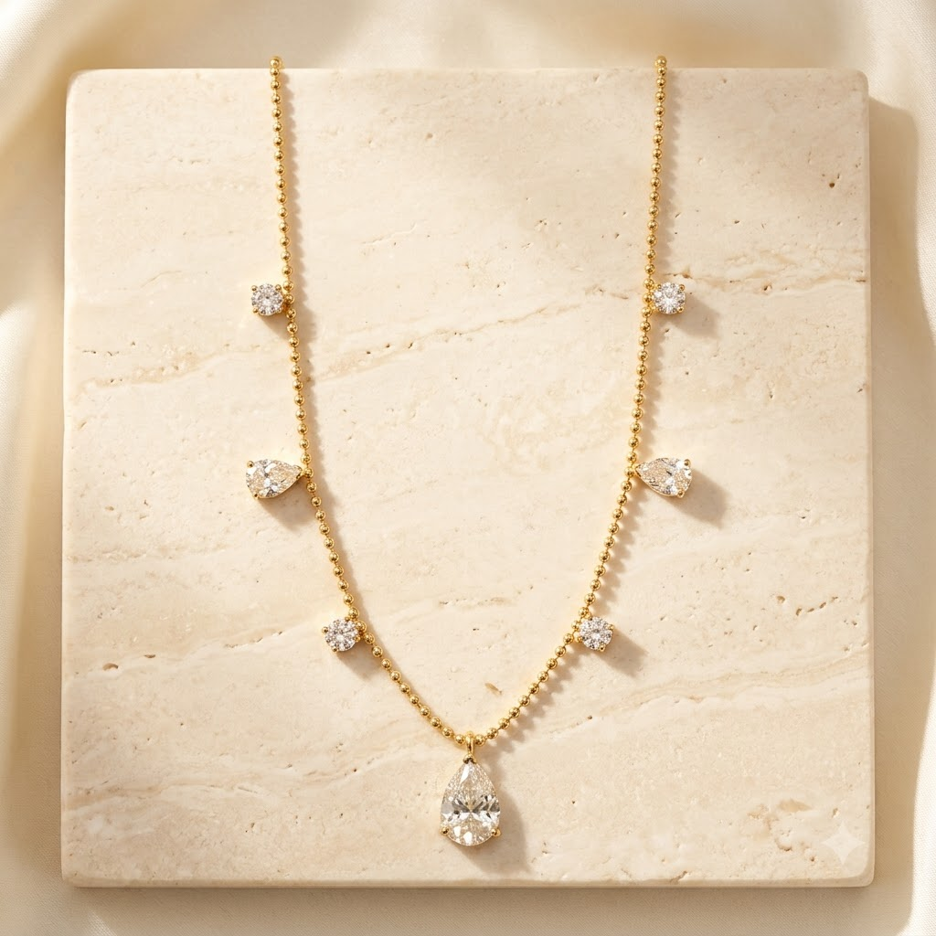 Celeste Teardrop Charm Necklace