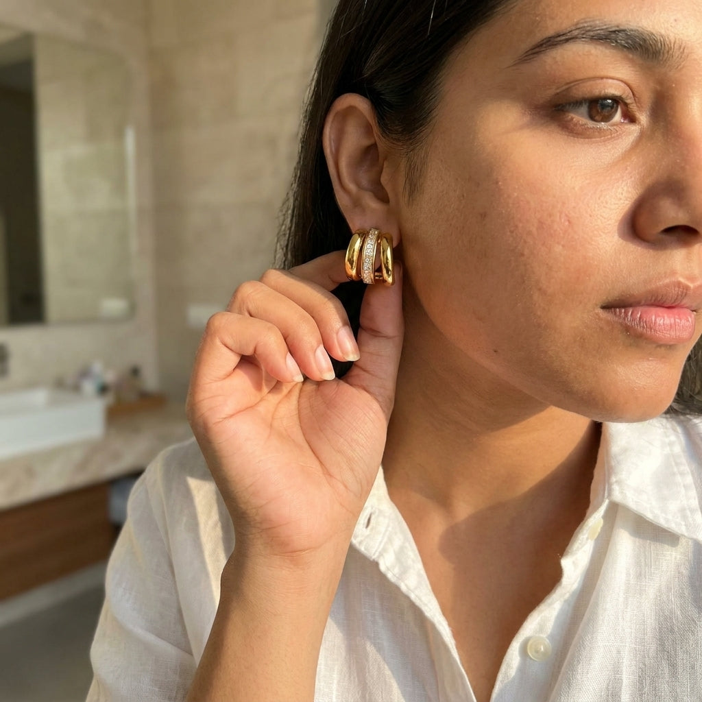 Crystal Trio Huggie Earrings