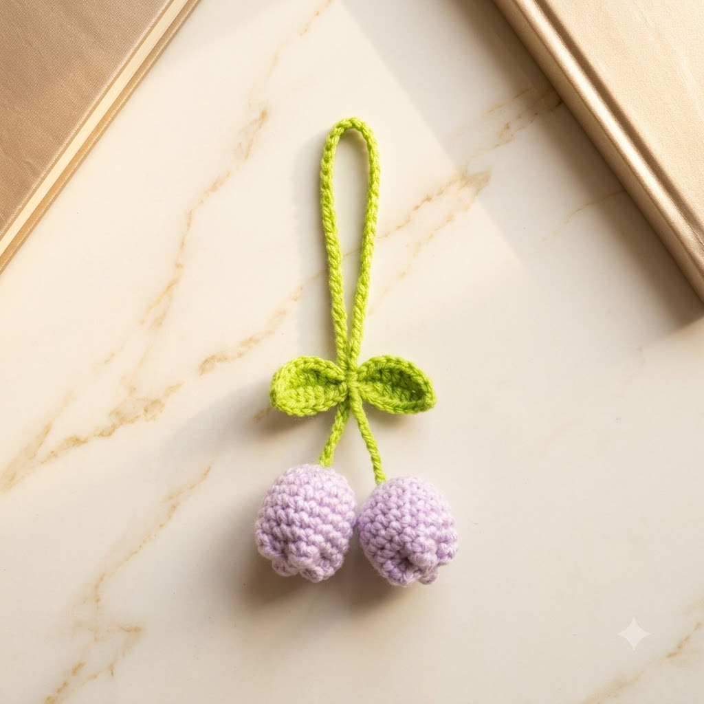 Lavender Handmade Cherry Bag Charm