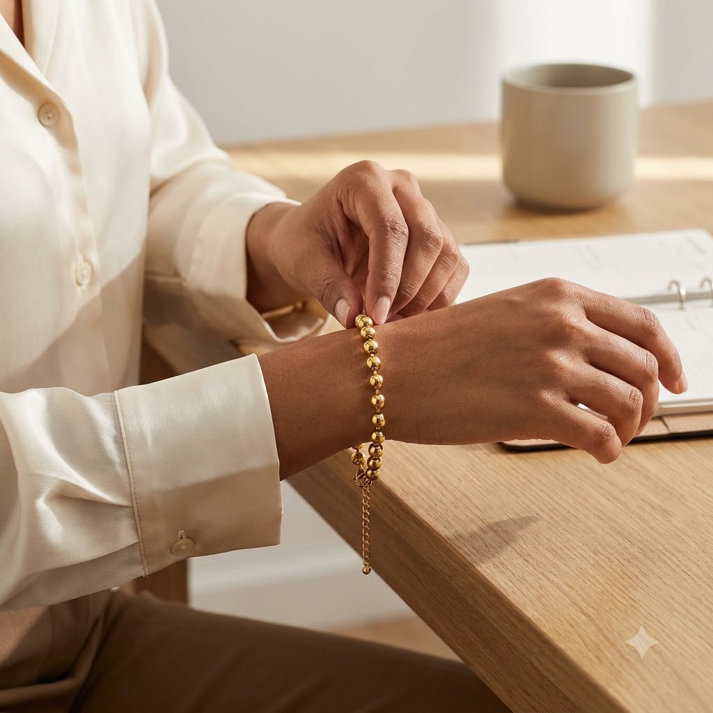 Gold Beaded Chain Bracelet