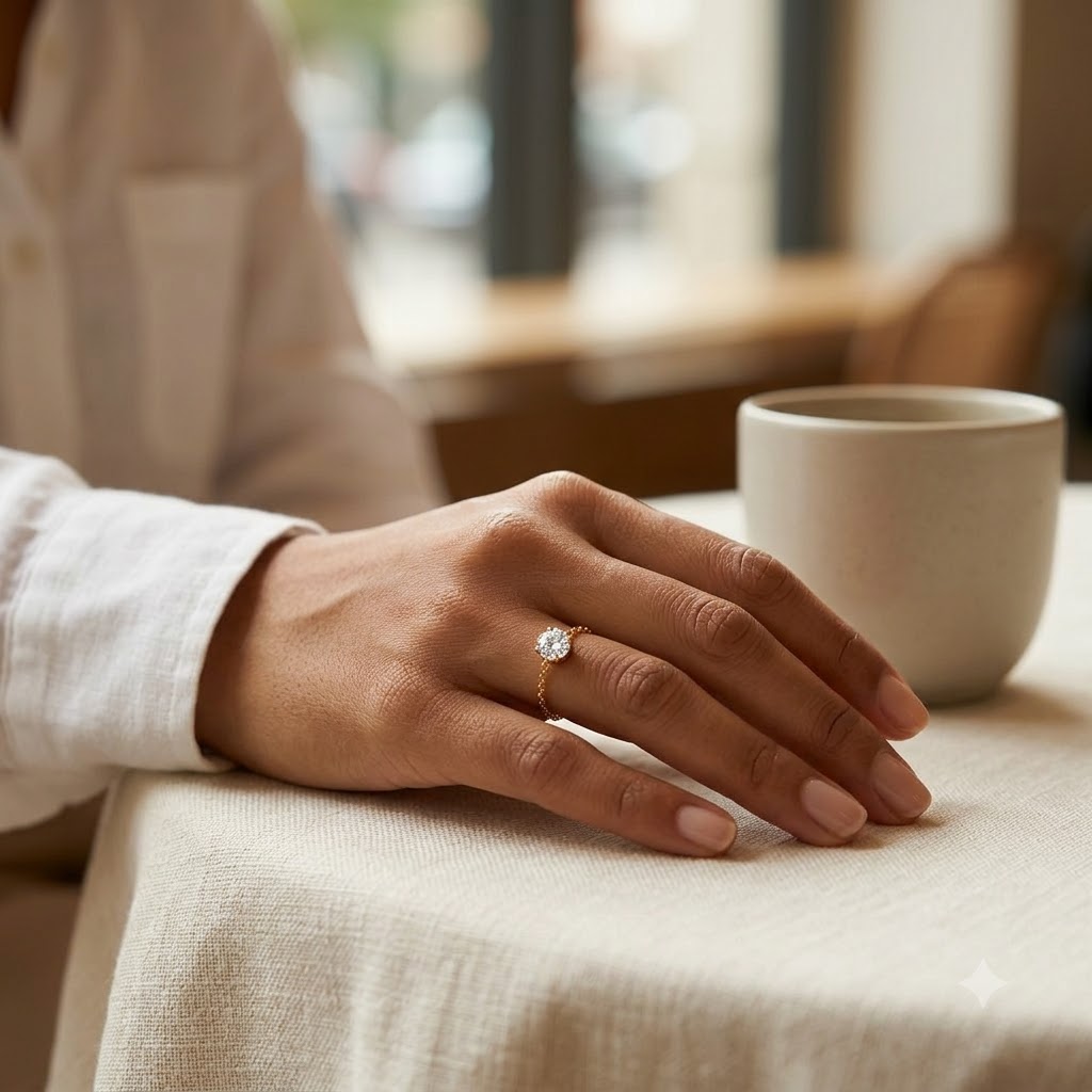 Minimal Crystal Slider Adjustable Ring