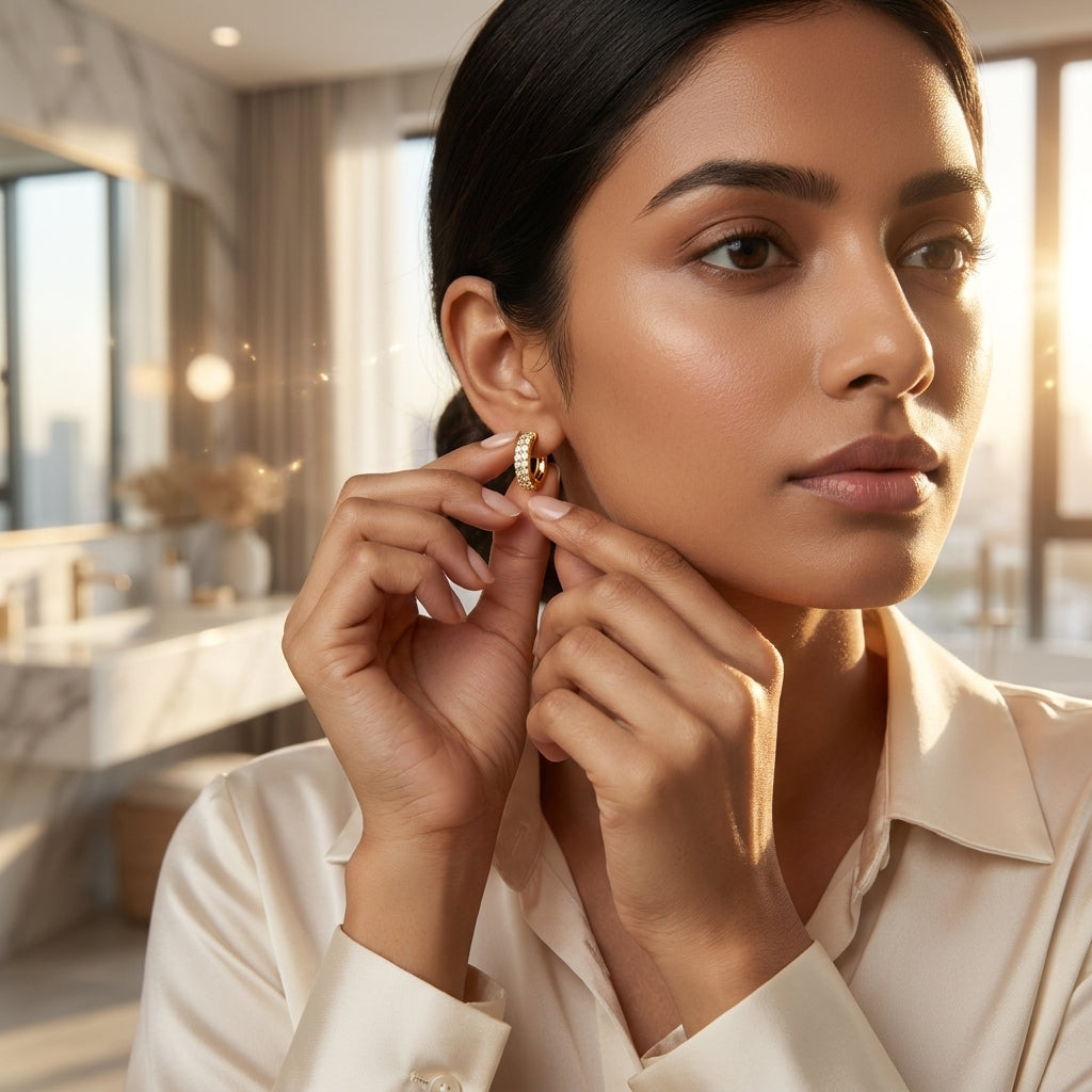 Pavé Huggie Hoop Earrings
