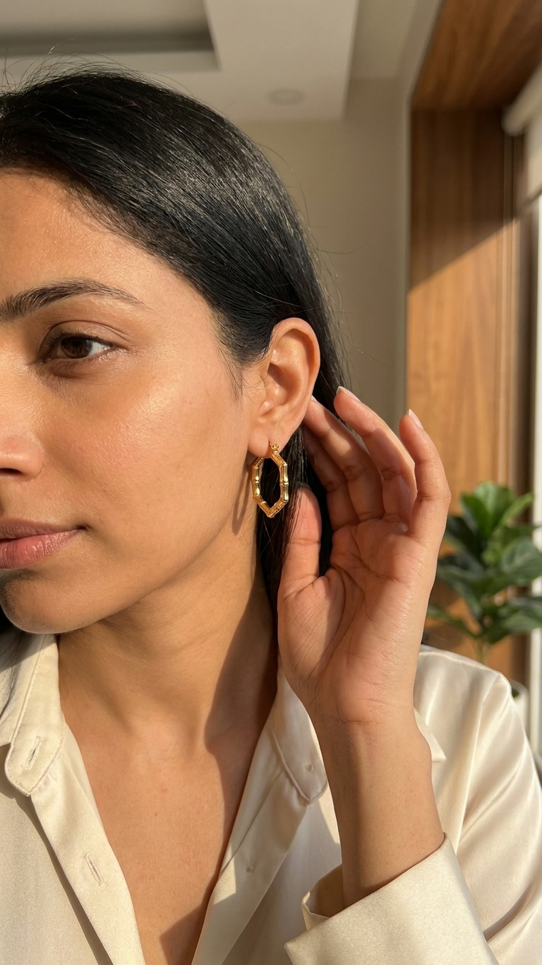 Geo Bamboo Hoop Earrings