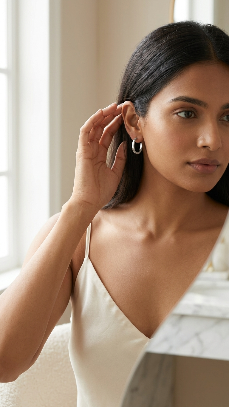 Luna Silver Hoop Earrings