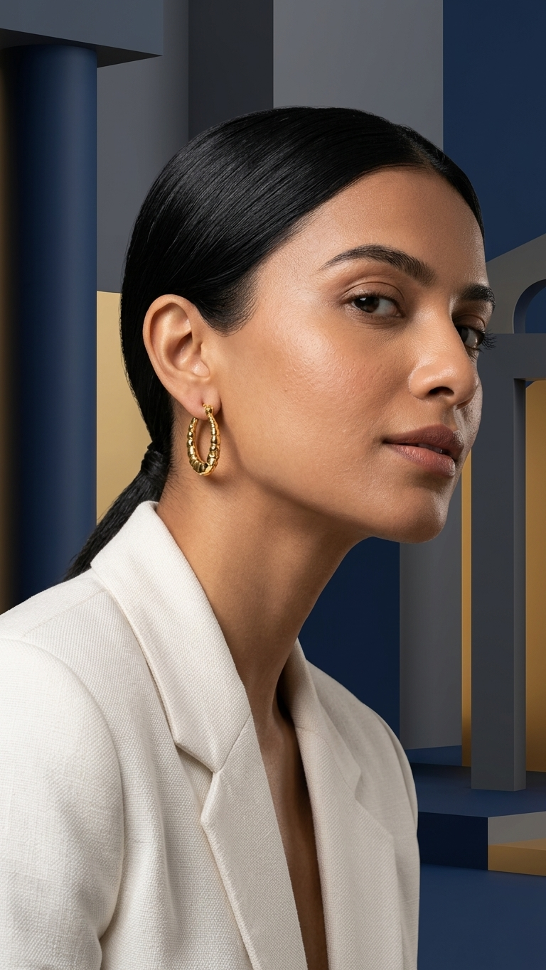 Textured Gold Hoop Earrings