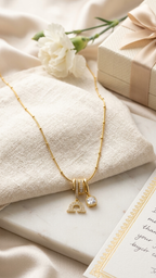 Minimal Gold Charm Necklace with Zircon Pendants