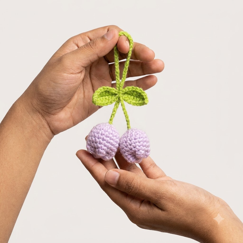 Lavender Handmade Cherry Bag Charm
