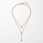 Double-Layered Crystal Drop Necklace