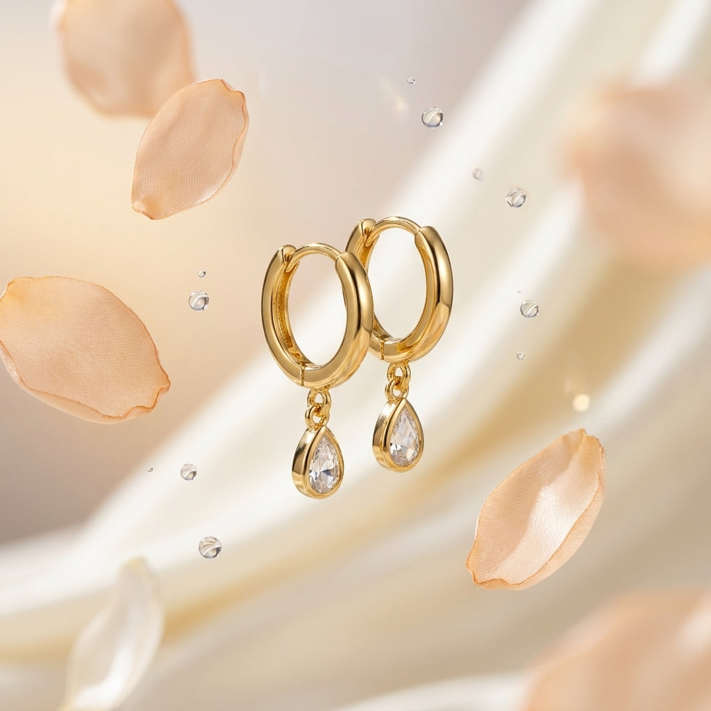 Crystal Drop Hoops
