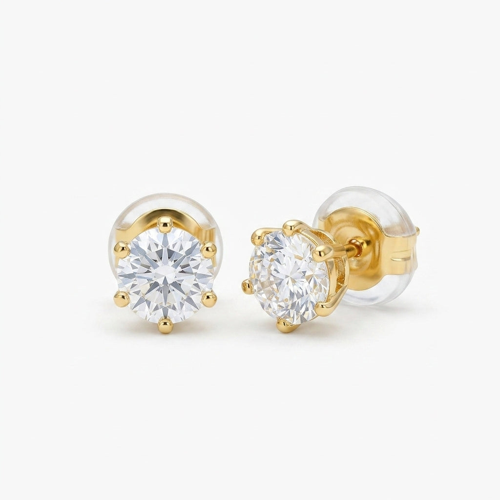 Classic Solitaire Stud Earrings