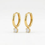 Solitaire Drop Hoop Earrings