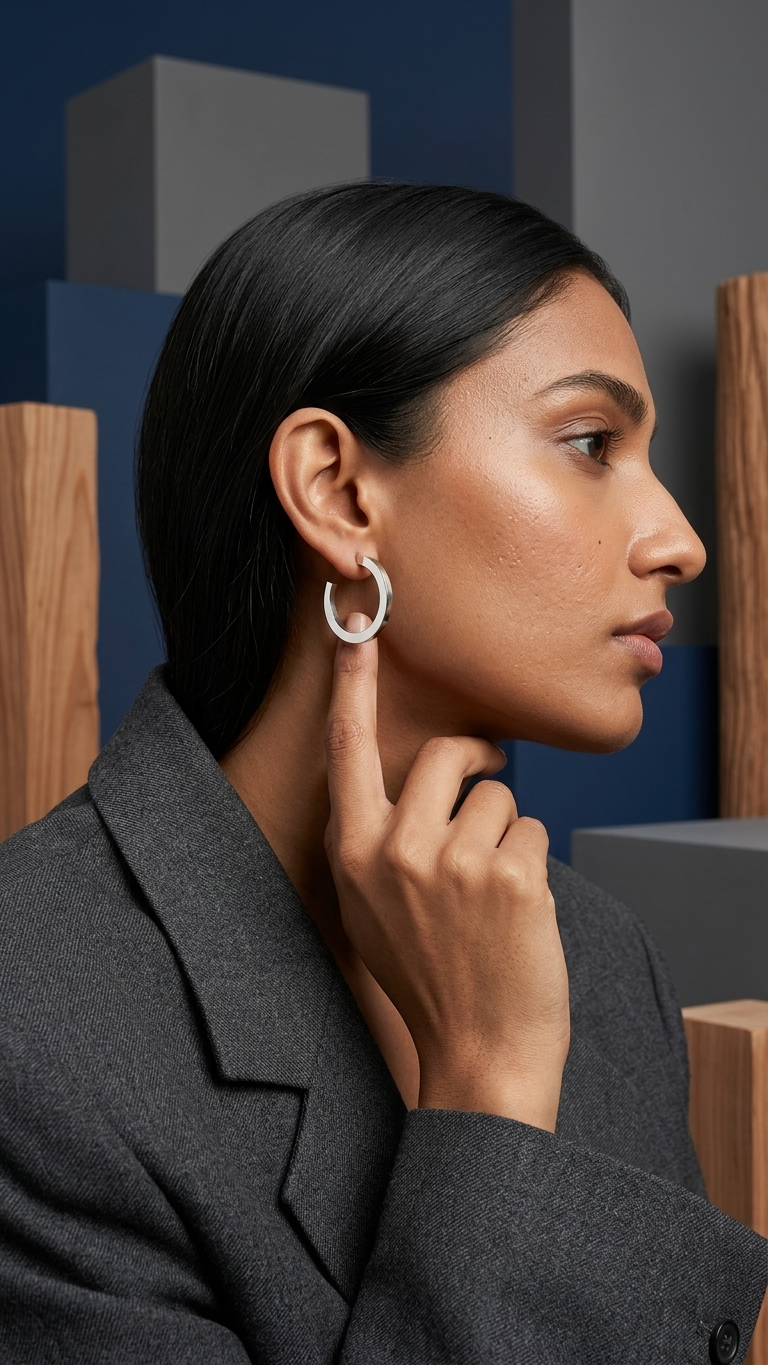 Luna Silver Hoop Earrings